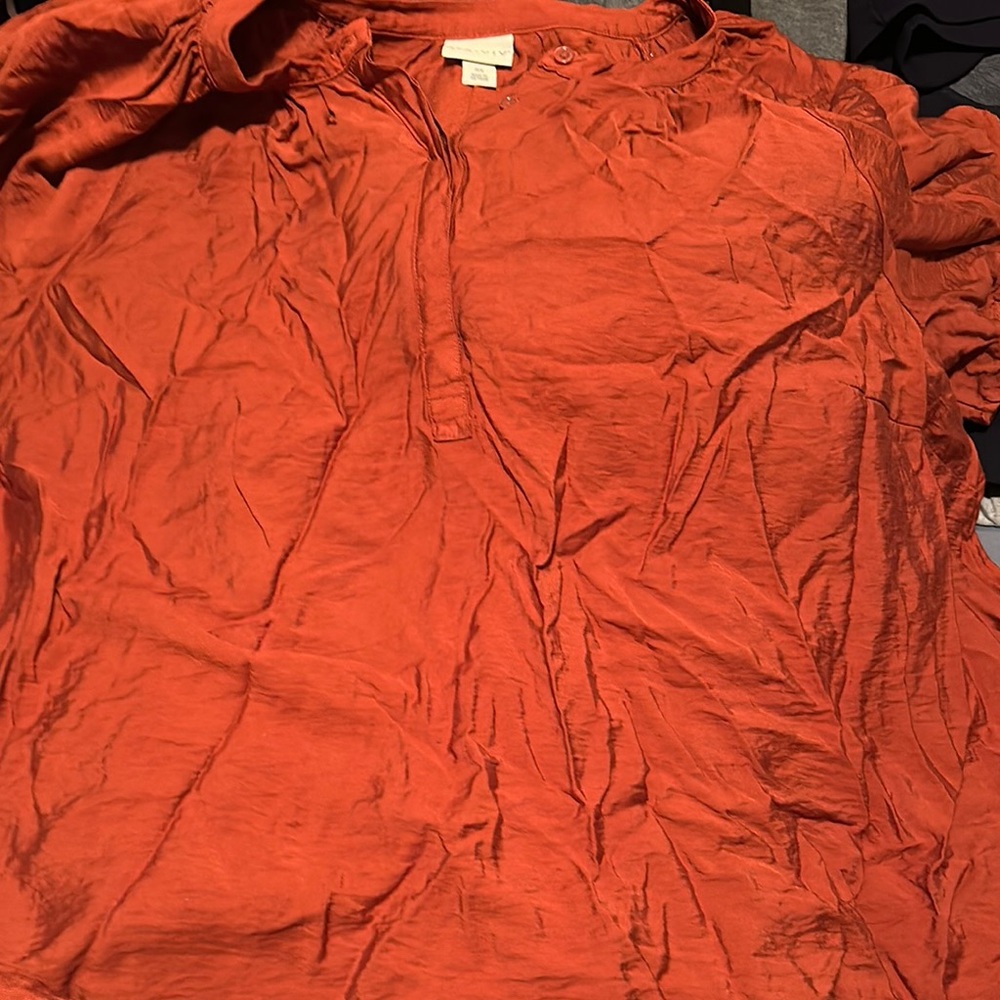 Orange short sleeve blouse